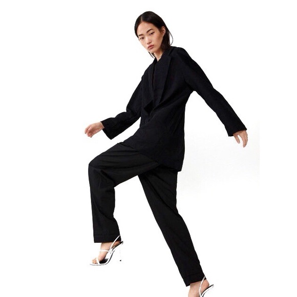Zara NWT Oversized Linen Blend Blazer Black S M - Picture 5 of 9
